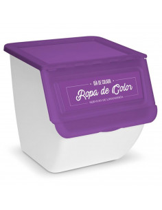 Contenedor apilable con ruedas, plástico, organizador de ropa sucia, caja de almacenamiento para colada (Ropa de color, 36 litro