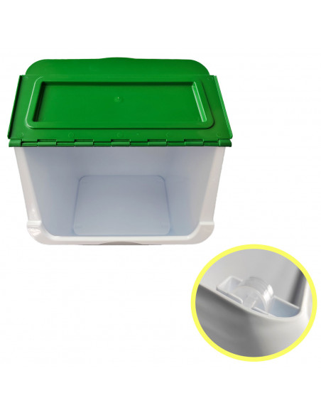 Contenedor apilable plástico con ruedas, organizador de basura, caja de almacenamiento de residuos, reciclaje (Vidrio, 36 litros