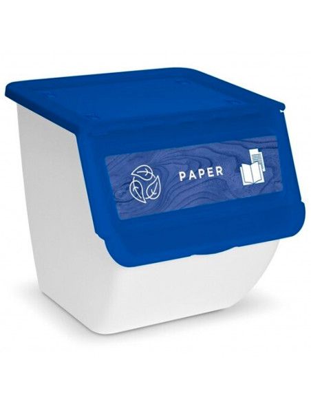 Contenedor plástico apilable con ruedas, organizador de basura, caja de almacenamiento de residuos, reciclaje (Papel, 36 litros,
