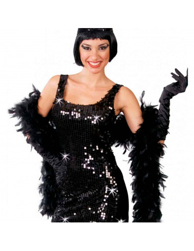 Boa de plumas de color negro para jóvenes y adultos, complemento para carnaval, halloween, fiestas, celebraciones. Longitud: 180