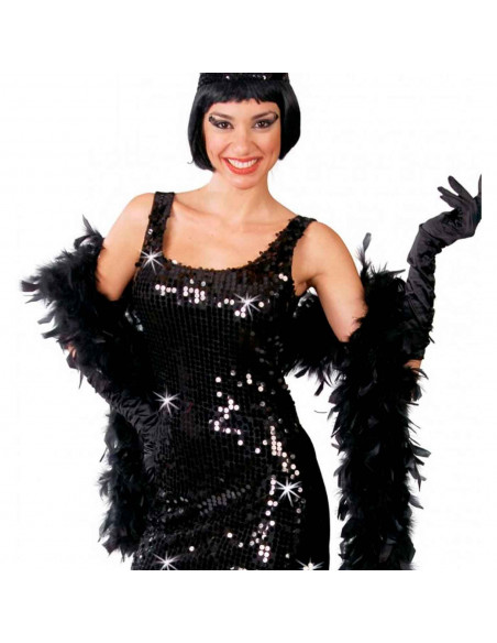 Boa de plumas de color negro para jóvenes y adultos, complemento para carnaval, halloween, fiestas, celebraciones. Longitud: 180