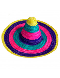 Tradineur - Sombrero mexicano multicolor para jóvenes y adultos. Carnaval, halloween y celebraciones, 50 x 20 cm