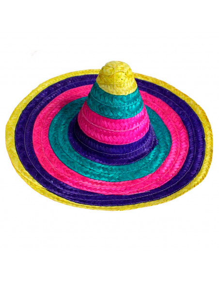 Tradineur - Sombrero mexicano multicolor para jóvenes y adultos. Carnaval, halloween y celebraciones, 50 x 20 cm
