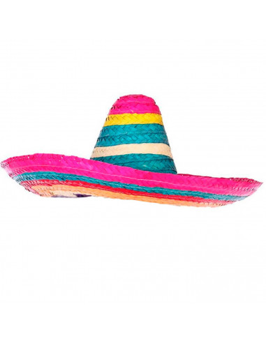 Tradineur - Sombrero mexicano multicolor para jóvenes y adultos. Carnaval, halloween y celebraciones, 50 x 20 cm