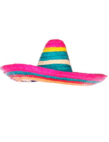Tradineur - Sombrero mexicano multicolor para jóvenes y adultos. Carnaval, halloween y celebraciones, 50 x 20 cm