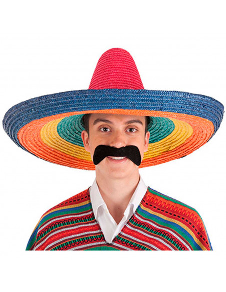 Tradineur - Sombrero mexicano multicolor para jóvenes y adultos. Carnaval, halloween y celebraciones, 50 x 20 cm