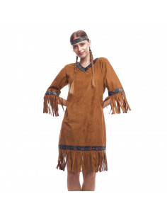 Disfraz de india, fibra sintética, incluye vestido, diadema y alas, accesorios no incluidos, carnaval halloween, adulto, talla S