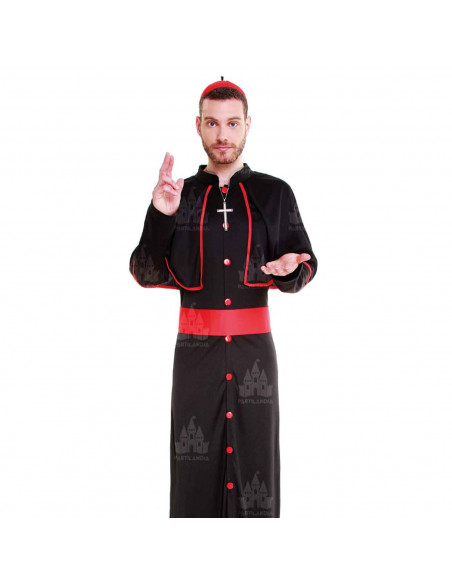 Disfraz cardenal, fibra sintética, incluye túnica, fajín, bonete y cruz, accesorios no incluidos, carnaval halloween, adulto, ta