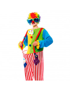 Disfraz payaso arcoiris, fibra sintética, incluye camiseta y pantalón, accesorios no incluidos, carnaval halloween, adulto, tall