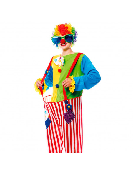 Disfraz payaso arcoiris, fibra sintética, incluye camiseta y pantalón, accesorios no incluidos, carnaval halloween, adulto, tall