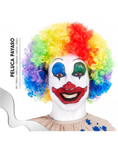 Peluca multicolor de payaso para jóvenes y adultos, complemetos de disfraces para carnaval, halloween u otras celebraciones. 29