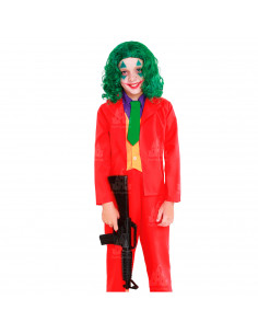 Disfraz de mad clown infantil, payaso loco, fibra sintética, incluye chaqueta, pantalón y corbata, carnaval, halloween, cosplay,
