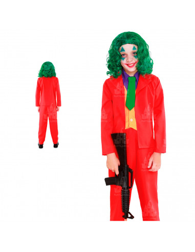 Disfraz de mad clown infantil, payaso loco, fibra sintética, incluye chaqueta, pantalón y corbata, carnaval, halloween, cosplay,