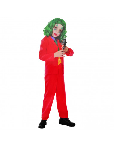 Disfraz de mad clown infantil, payaso loco, fibra sintética, incluye chaqueta, pantalón y corbata, carnaval, halloween, cosplay,