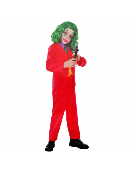 Disfraz de mad clown infantil, payaso loco, fibra sintética, incluye chaqueta, pantalón y corbata, carnaval, halloween, cosplay,