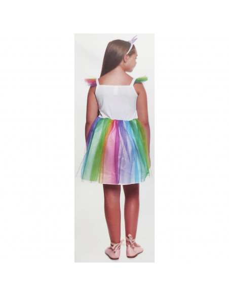 Disfraz unicornio infantil, fibra sintética, incluye vestido y diadema, carnaval, halloween, cosplay, fiestas, niñas (4-6 años)