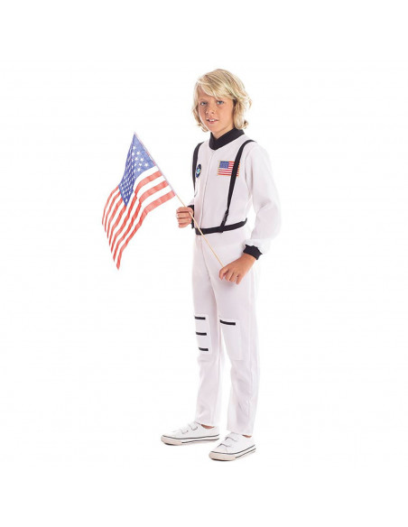 Disfraz de astronauta infantil, fibra sintética, incluye mono y arnés, carnaval, halloween, cosplay, fiestas, niños, blanco (3-4