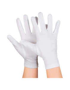 Guantes cortos para disfraz, 100% poliéster, accesorio de carnaval, halloween, cosplay, fiestas, cumpleaños (Blanco, adulto, tal 2