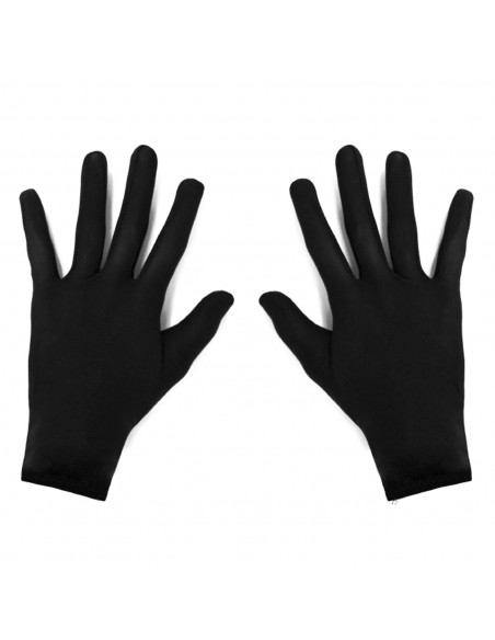 Guantes cortos de disfraz, 100% poliéster, accesorio de carnaval, halloween, cosplay, fiestas, cumpleaños (Negro, adulto, talla