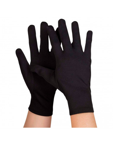 Guantes cortos de disfraz, 100% poliéster, accesorio de carnaval, halloween, cosplay, fiestas, cumpleaños (Negro, adulto, talla