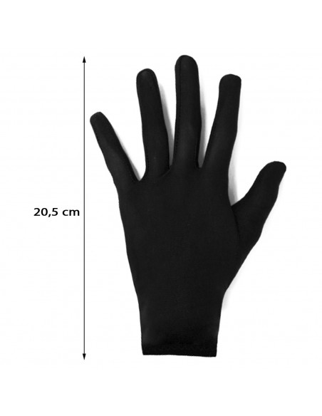 Guantes cortos de disfraz, 100% poliéster, accesorio de carnaval, halloween, cosplay, fiestas, cumpleaños (Negro, adulto, talla