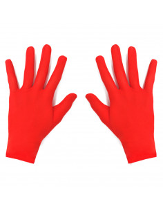 Guantes cortos de poliéster para disfraz, accesorio de carnaval, halloween, cosplay, fiestas, cumpleaños (Rojo, adulto, talla ún
