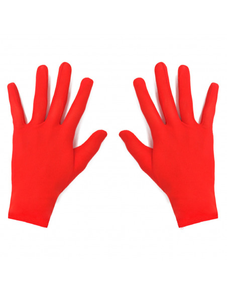 Guantes cortos de poliéster para disfraz, accesorio de carnaval, halloween, cosplay, fiestas, cumpleaños (Rojo, adulto, talla ún