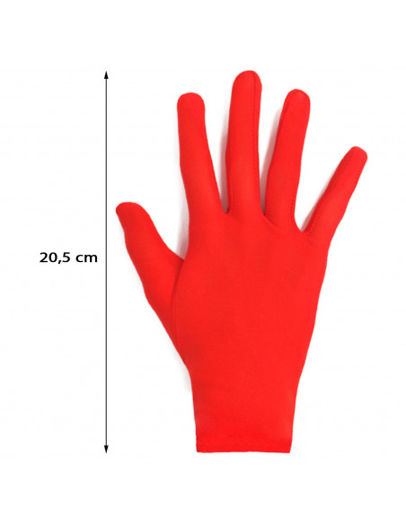 Guantes cortos de poliéster para disfraz, accesorio de carnaval, halloween, cosplay, fiestas, cumpleaños (Rojo, adulto, talla ún
