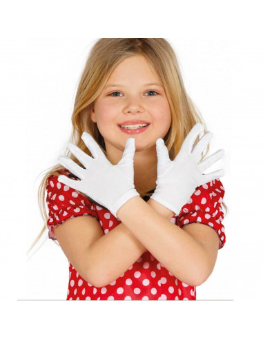 Tradineur - Guantes cortos de niños para disfraz, 100% poliéster, accesorio de carnaval, halloween, cosplay, fiestas, cumpleaños