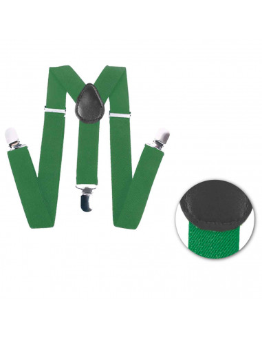 Tirantes de color verde para jóvenes y adulto, complementos para carnaval, halloween y celebraciones. 35,5 x 12 x 1 cm