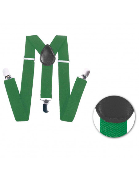 Tirantes de color verde para jóvenes y adulto, complementos para carnaval, halloween y celebraciones. 35,5 x 12 x 1 cm