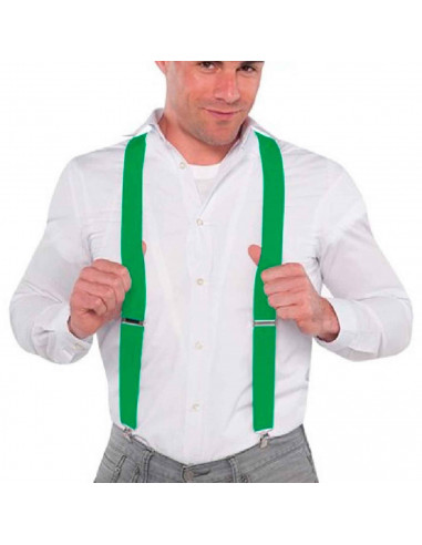 Tirantes de color verde para jóvenes y adulto, complementos para carnaval, halloween y celebraciones. 35,5 x 12 x 1 cm