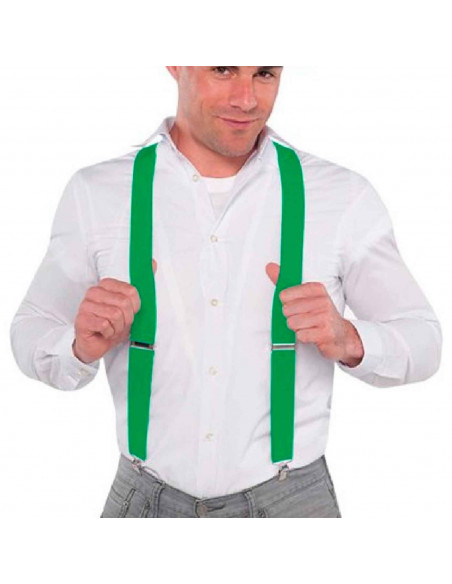 Tirantes de color verde para jóvenes y adulto, complementos para carnaval, halloween y celebraciones. 35,5 x 12 x 1 cm