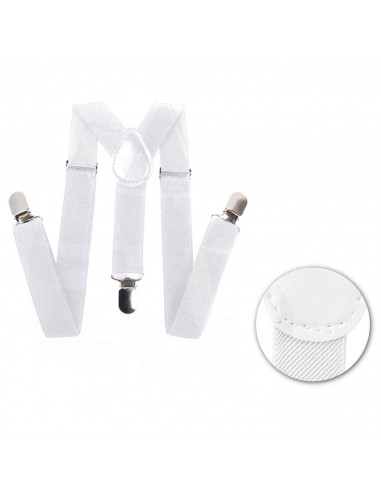 Tirantes de color blanco para jóvenes y adulto, complementos para carnaval, halloween y celebraciones. 35,5 x 12 x 1 cm