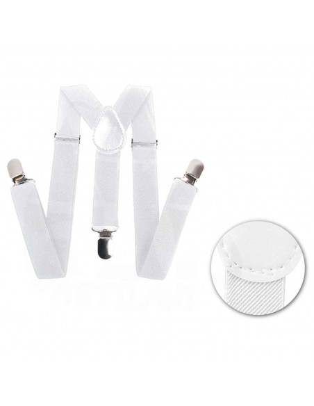 Tirantes de color blanco para jóvenes y adulto, complementos para carnaval, halloween y celebraciones. 35,5 x 12 x 1 cm