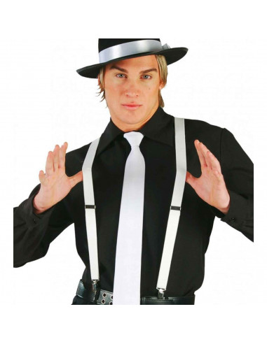 Tirantes de color blanco para jóvenes y adulto, complementos para carnaval, halloween y celebraciones. 35,5 x 12 x 1 cm