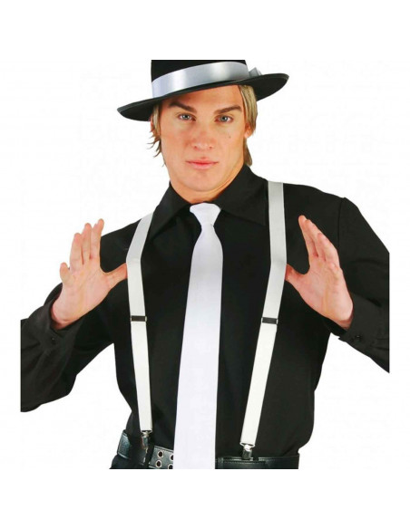 Tirantes de color blanco para jóvenes y adulto, complementos para carnaval, halloween y celebraciones. 35,5 x 12 x 1 cm