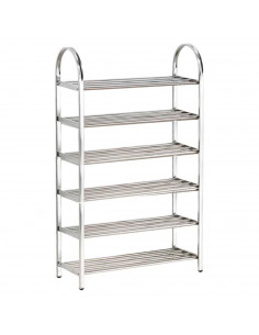 Tradineur - Zapatero metálico de 6 estantes 60 x 23 x 99 cm. Mueble zapatero 6 baldas, estantería de acero multiuso, soporte 6 n