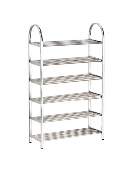 Tradineur - Zapatero metálico de 6 estantes 60 x 23 x 99 cm. Mueble zapatero 6 baldas, estantería de acero multiuso, soporte 6 n