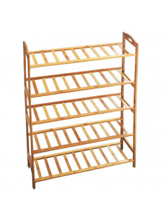 Zapatero de madera de bambú con 5 estantes, mueble, estantería 5 baldas de madera natural multiuso, soporte 5 niveles. Ideal par