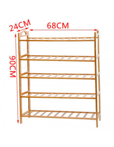 Zapatero de madera de bambú con 5 estantes, mueble, estantería 5 baldas de madera natural multiuso, soporte 5 niveles. Ideal par