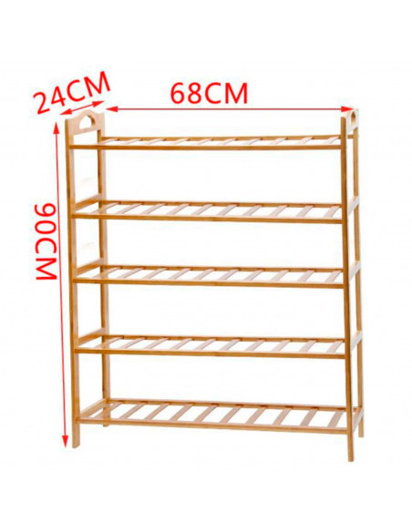 Zapatero de madera de bambú con 5 estantes, mueble, estantería 5 baldas de madera natural multiuso, soporte 5 niveles. Ideal par