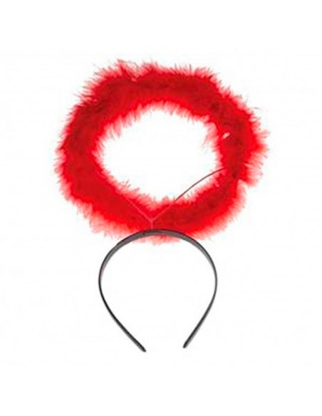 Tradineur - Corona de ángel rojo, diadema con aro, accesorios para disfraz de diablesa, carnaval, halloween, cosplay, fiesta, ad