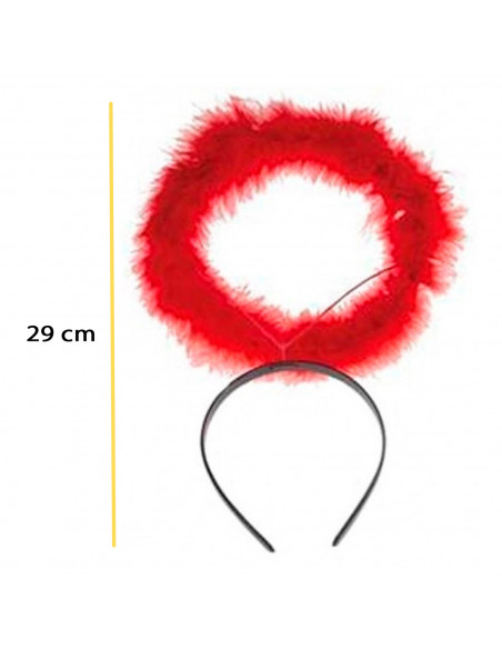 Tradineur - Corona de ángel rojo, diadema con aro, accesorios para disfraz de diablesa, carnaval, halloween, cosplay, fiesta, ad