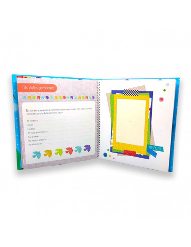 Libro para fotos Primera Comunion de niño en barco, Incluye, detalles de la ceremonia, 7 hojas para dedicatorias entre otros det