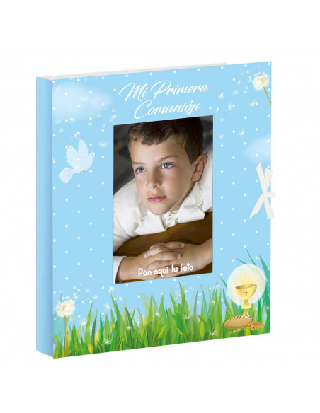 Libro para fotos Primera Comunion, Incluye espacio para colocar foto, detalles de la ceremonia, 7 hojas para dedicatorias entre