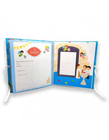 Libro para fotos Primera Comunion, Incluye espacio para colocar foto, detalles de la ceremonia, 7 hojas para dedicatorias entre