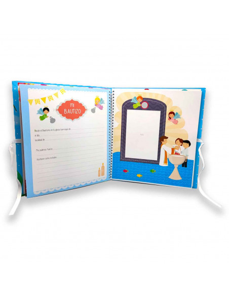 Libro para fotos Primera Comunion, Incluye espacio para colocar foto, detalles de la ceremonia, 7 hojas para dedicatorias entre