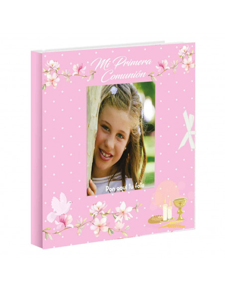 Libro para fotos Primera Comunion para niñas, Incluye espacio para colocar foto, detalles de la ceremonia, 7 hojas para dedicato