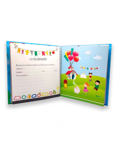 Libro para fotos Primera Comunion para niñas, Incluye espacio para colocar foto, detalles de la ceremonia, 7 hojas para dedicato